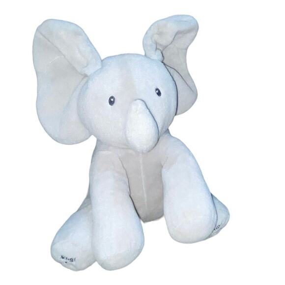 Baby Gund Plush Elephant Flappy Singing Peek A Boo Toy Gray Animated Tested 11" - Picture 3 of 10